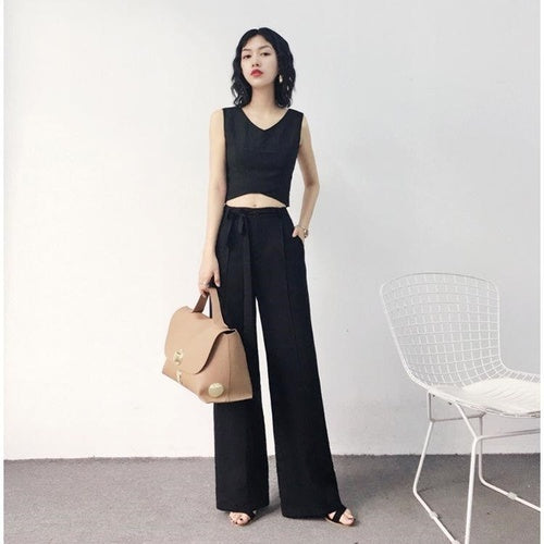 Autumn Wide Leg Pants Women Elastic Waist Pants El Secondary image