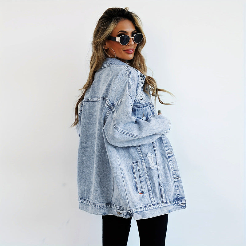 Fashion Denim Jacket Boyfriend-style Ripped Distressed Secondary image