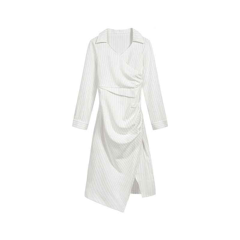 Office Sirene-style Striped Long-sleeve Dress Femme Fatale Shirt Dress For Women Secondary image