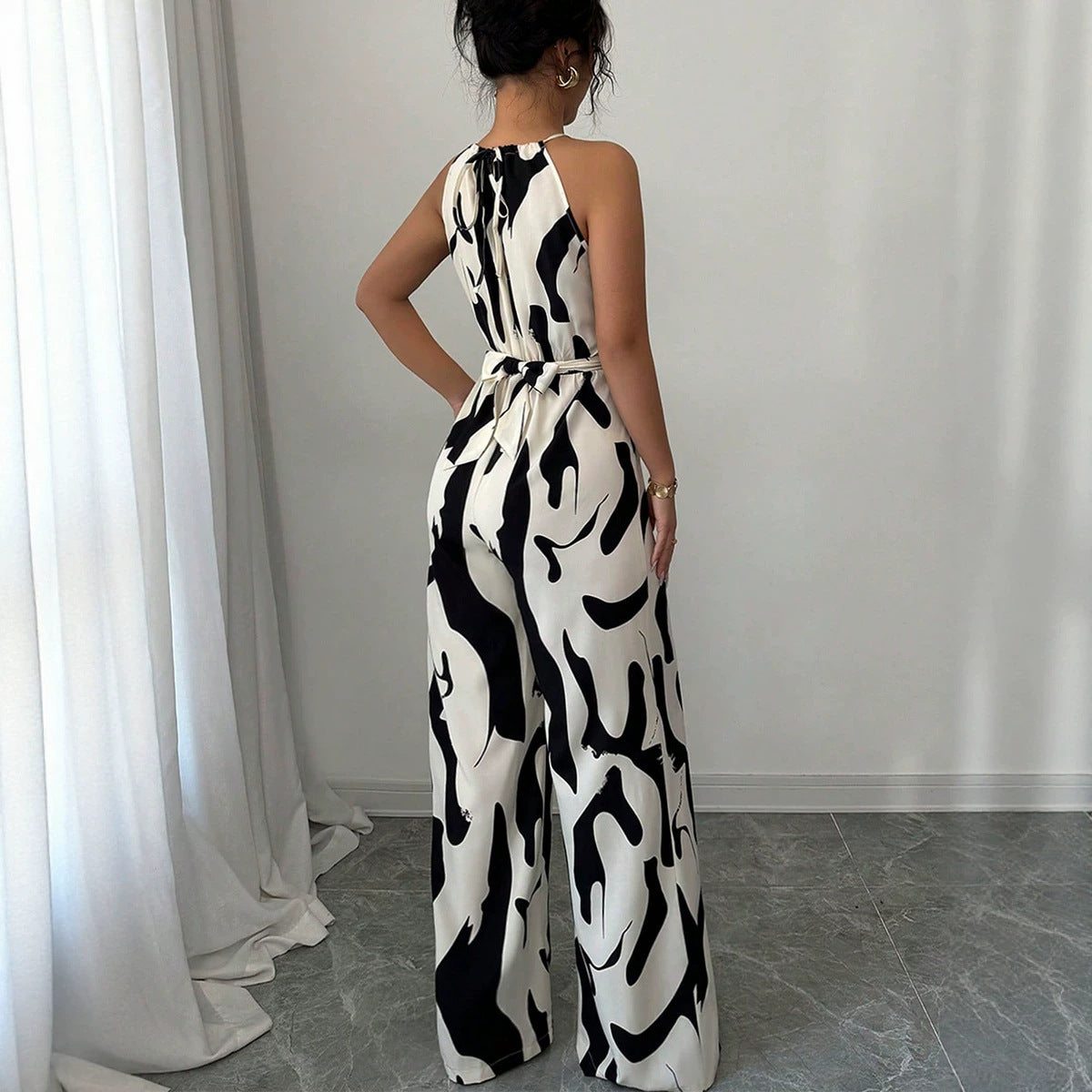 Milk Pattern Tie-Up Halter Jumpsuit Secondary image