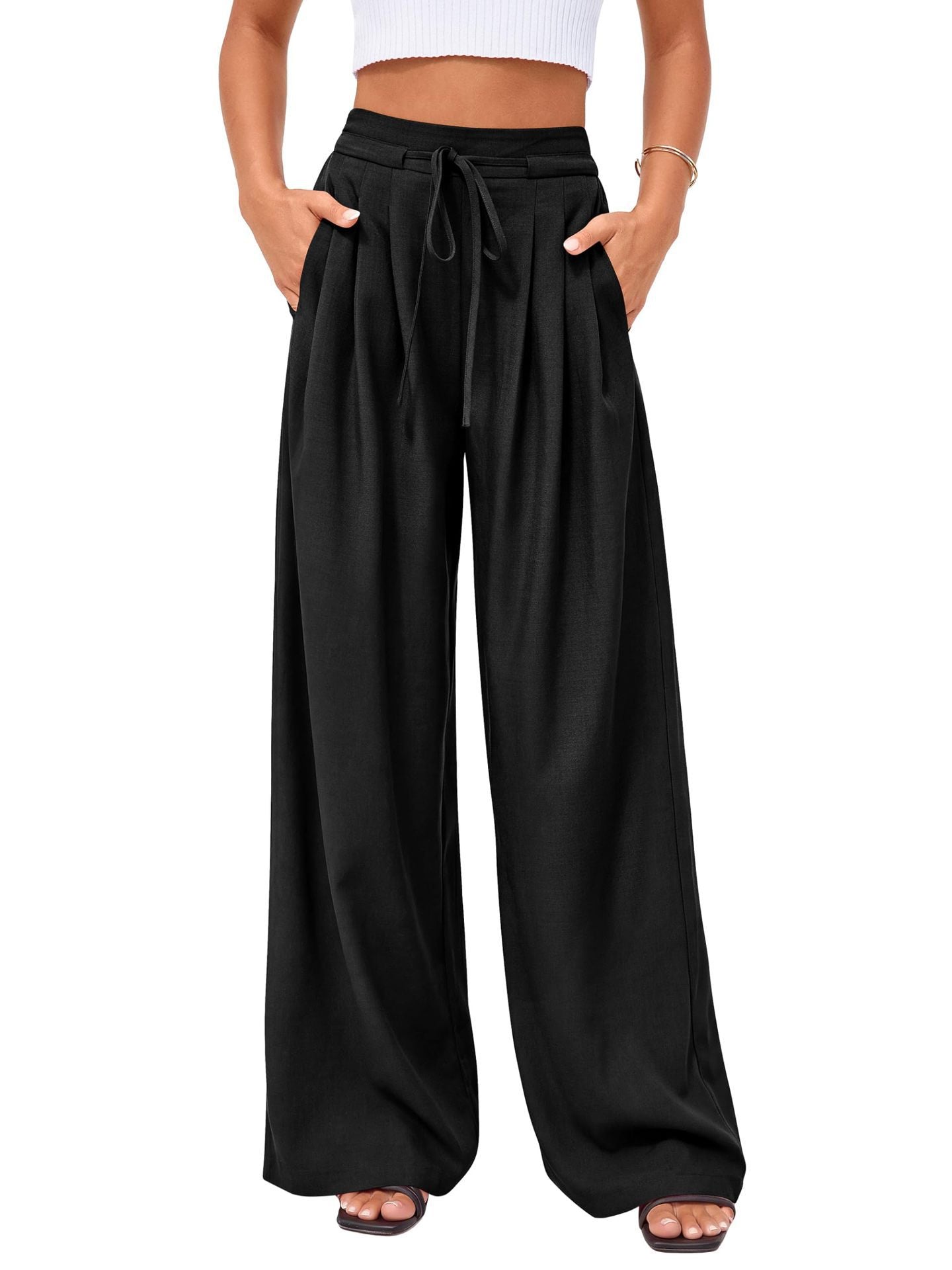 European And American Style Wide-Leg Formal Pants Business Casual Office High-Waisted Tie Pleated Wide-Leg Casual Pants Secondary image