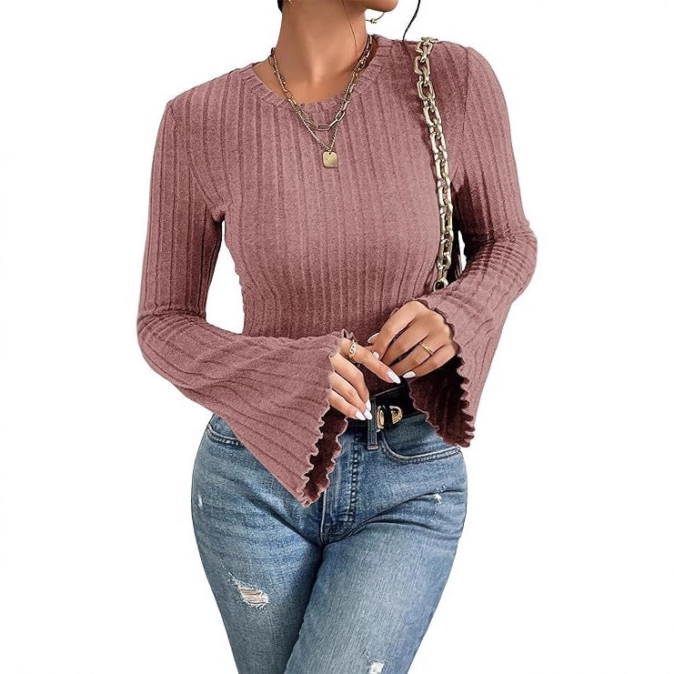 Ribbed, Brushed Crew-neck Long-sleeve Womens T-shirt Secondary image