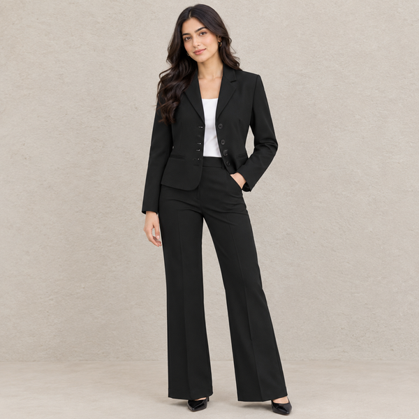 Pleated-detail Cropped Blazer And Flared