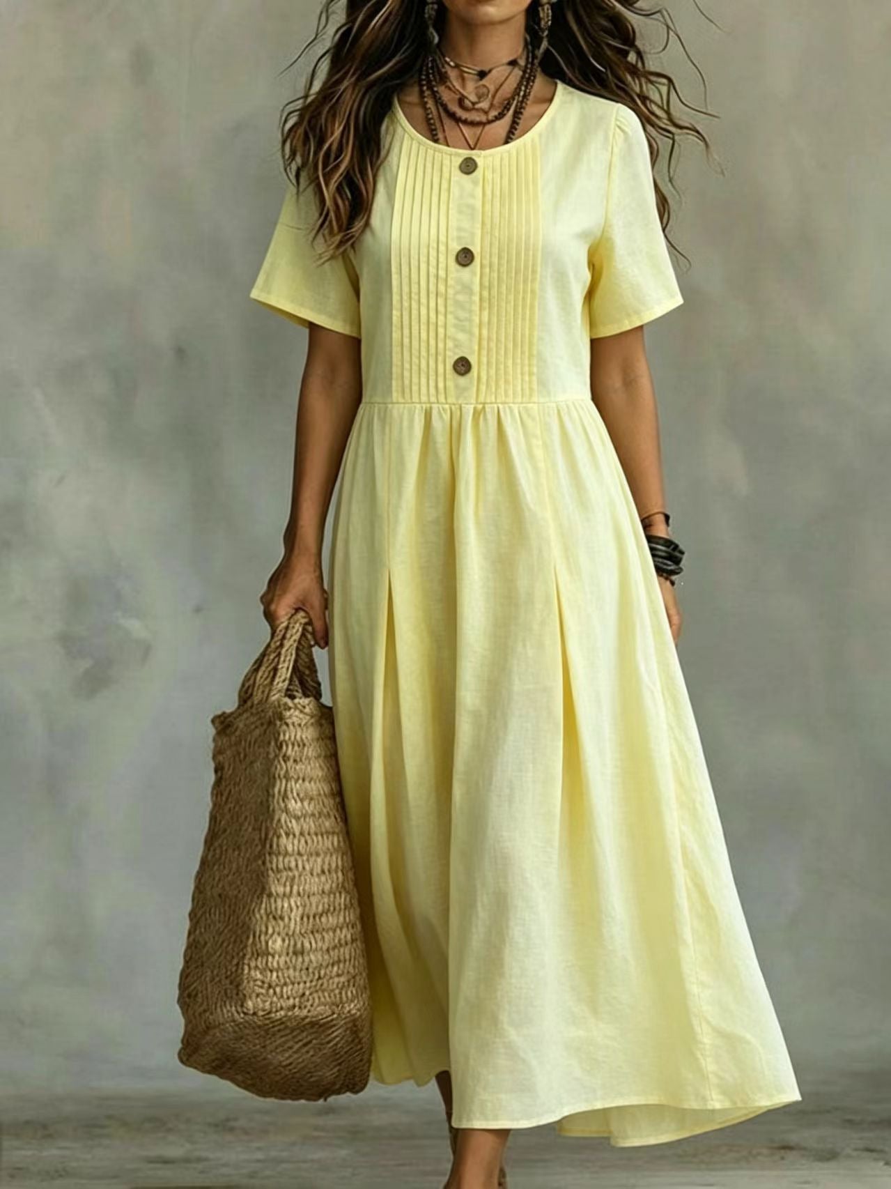 Women's Casual Loose-fitting Short-sleeve Round-neck Dress Secondary image
