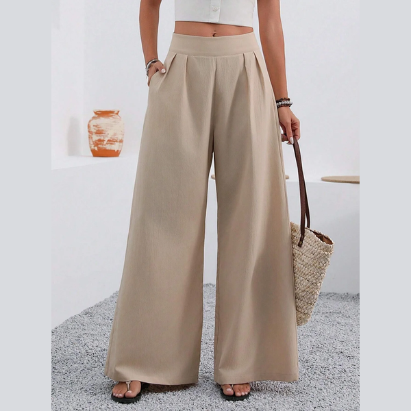 2025 European And American Cross-Border Amazon Autumn Women's New Pocket High-Waisted Fashion Versatile Wide-Leg Pants Long Pants Commuting