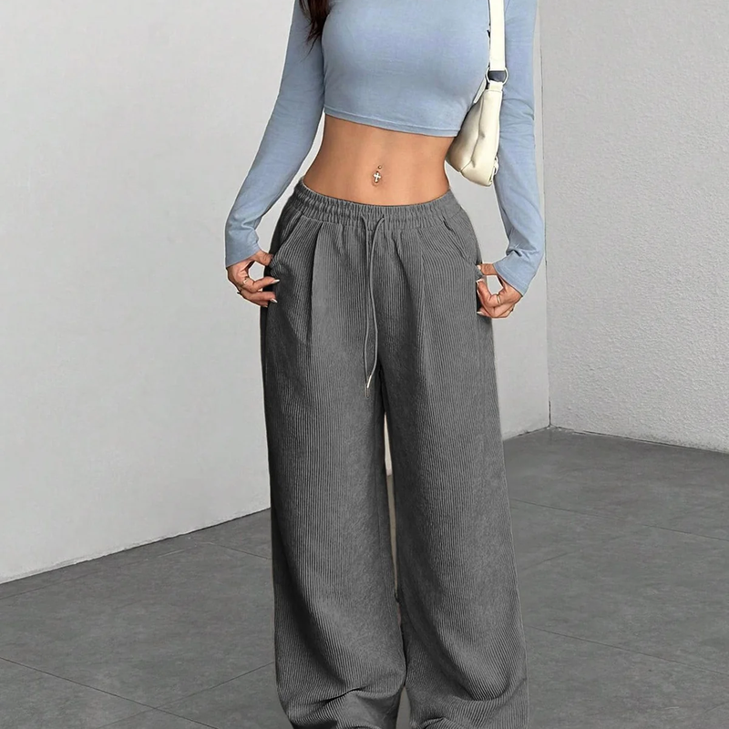 In-stock Amazon Hot-selling 2026 Autumn Winter New Corduroy Wide-leg Pants For Women, Loose And Drapey Casual Pants Main image